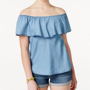American Rag Juniors Off-The-Shoulder Ruffled Top American Rag Juniors Off-The-Shoulder Ruffled Top